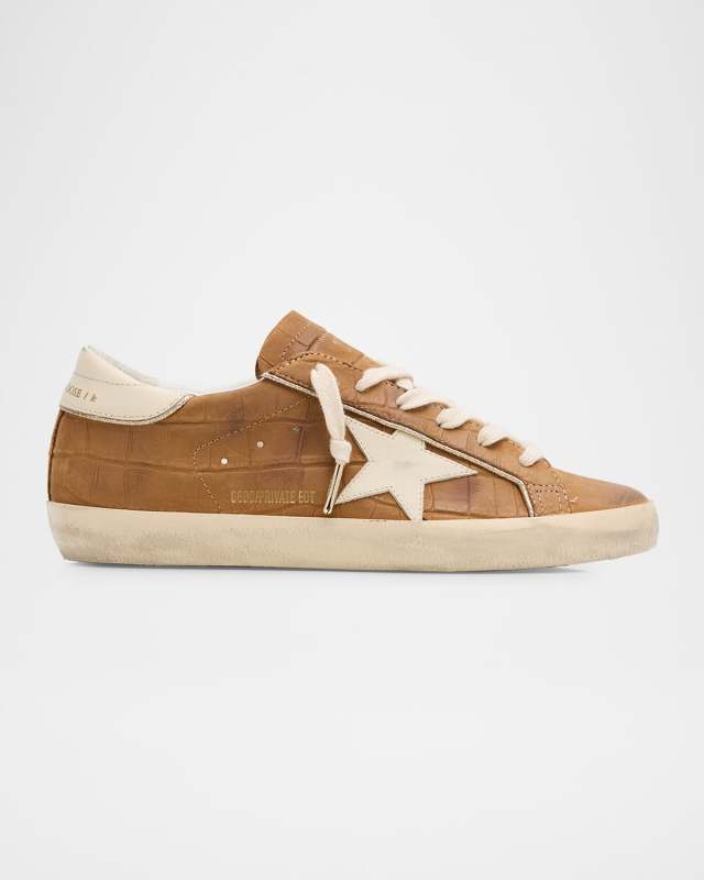 Superstar Croco Leather Low-Top Sneakers